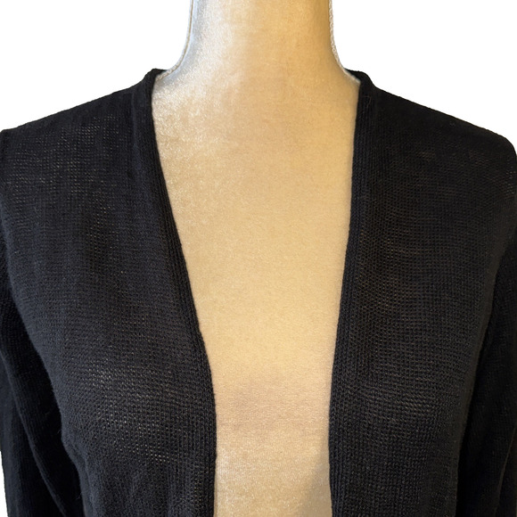 Eileen Fisher Petite Knit Linen Black Cardigan Size Petite M - Picture 3 of 12